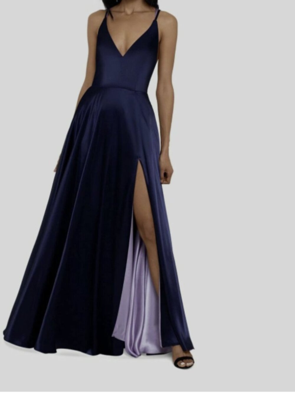 NWT Betsy & Adam Two-Tone Satin Open Back Gown Size 6